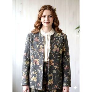 Vintage Bigio Collection Saks Fifth Avenue Floral Embroidered Wool Jacket Sz 4